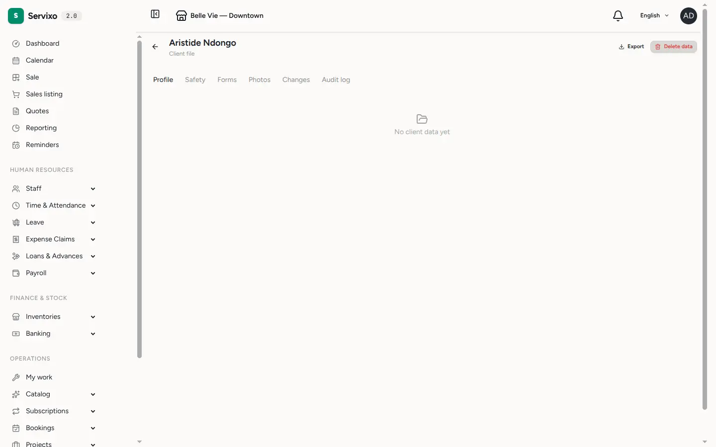 The client file with history