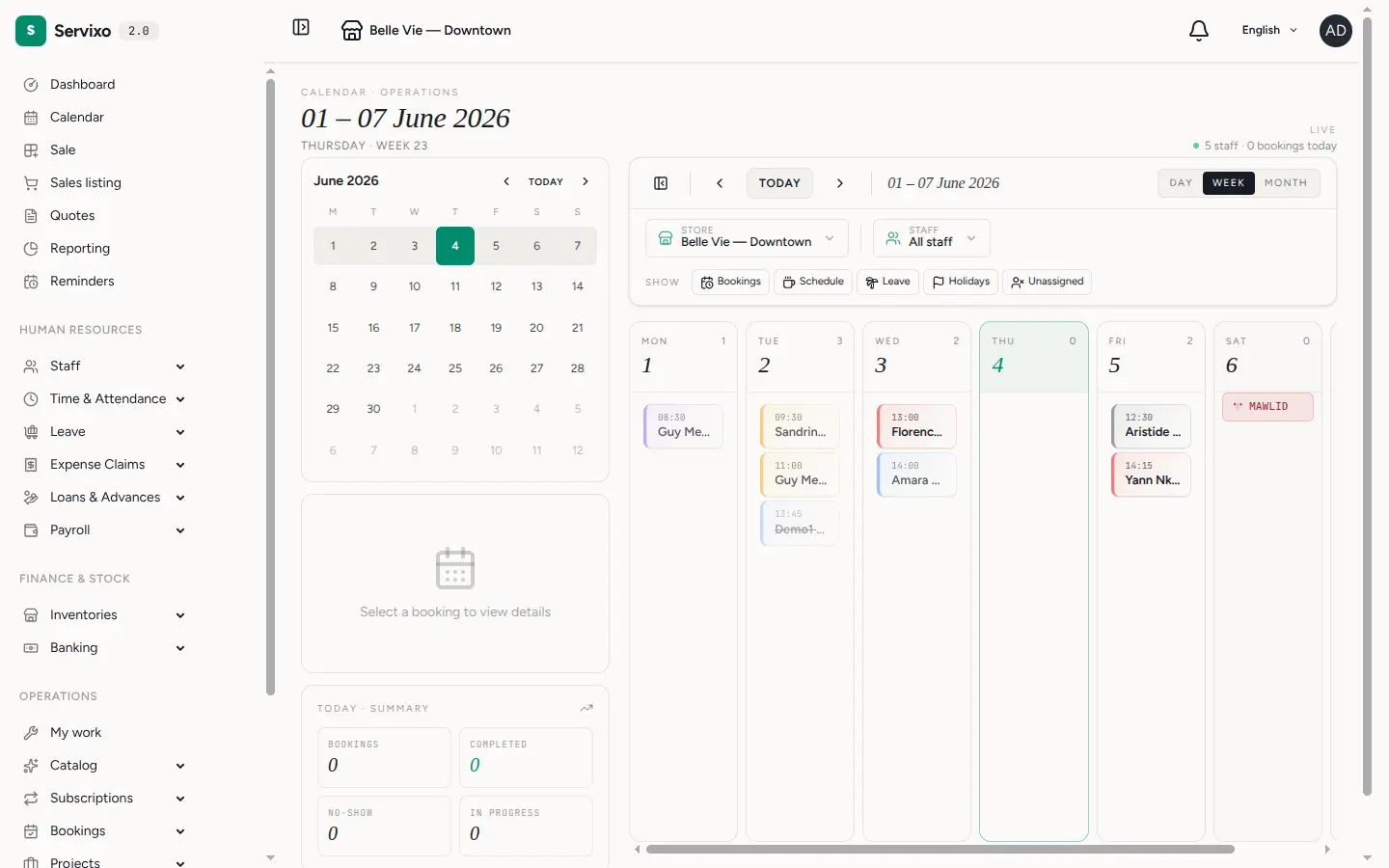 The calendar — your operations cockpit
