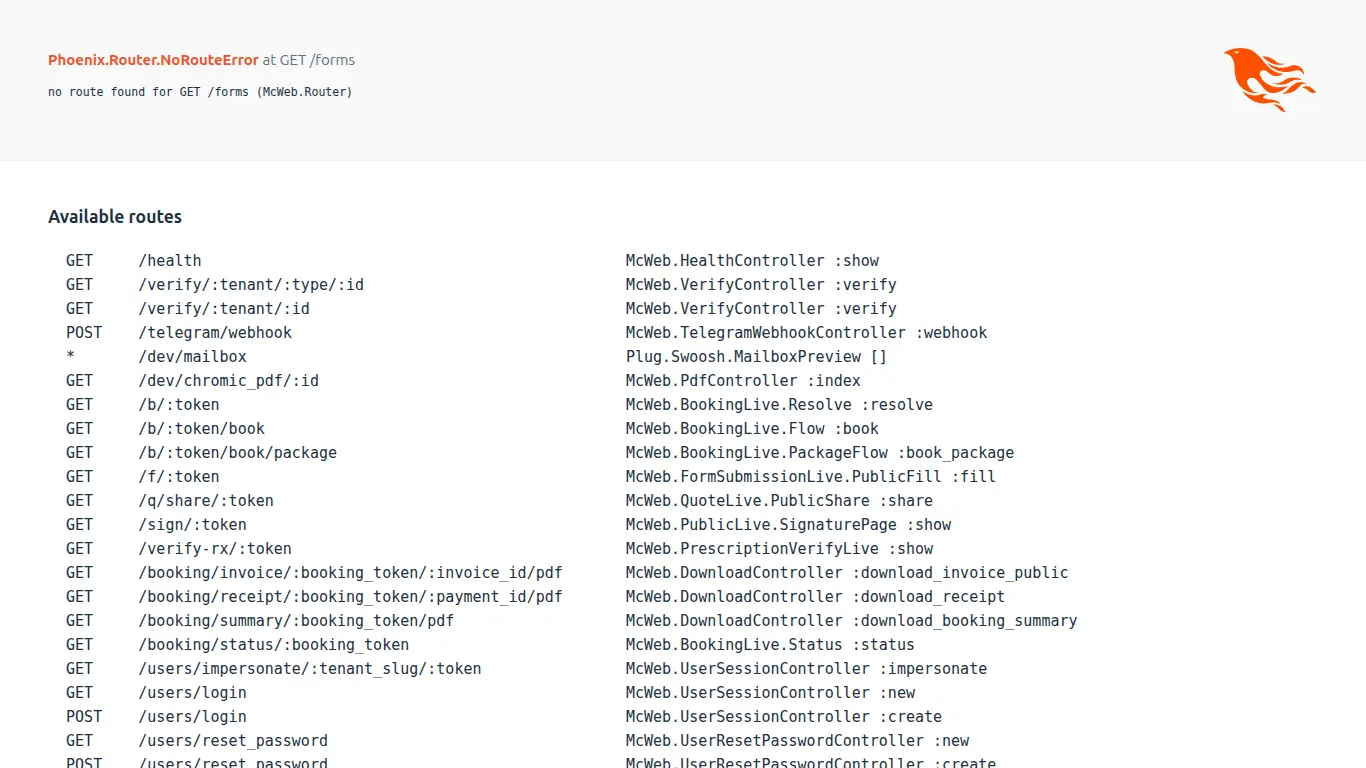 The Forms list page showing existing forms