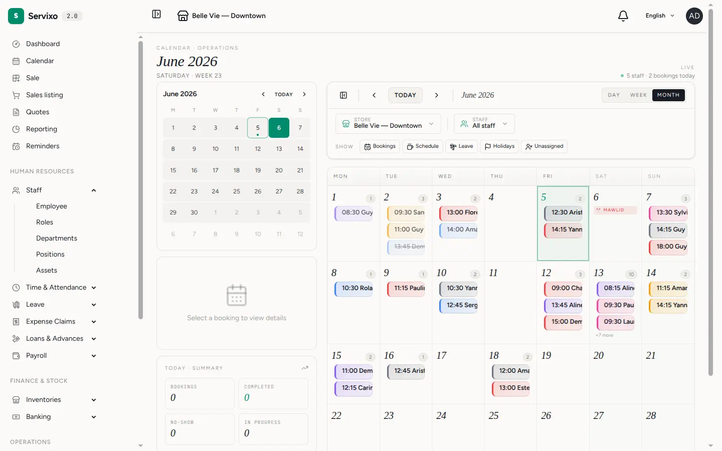 The month view