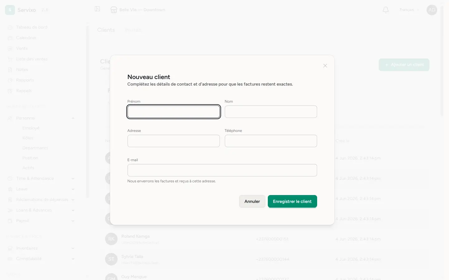 Le formulaire nouveau client