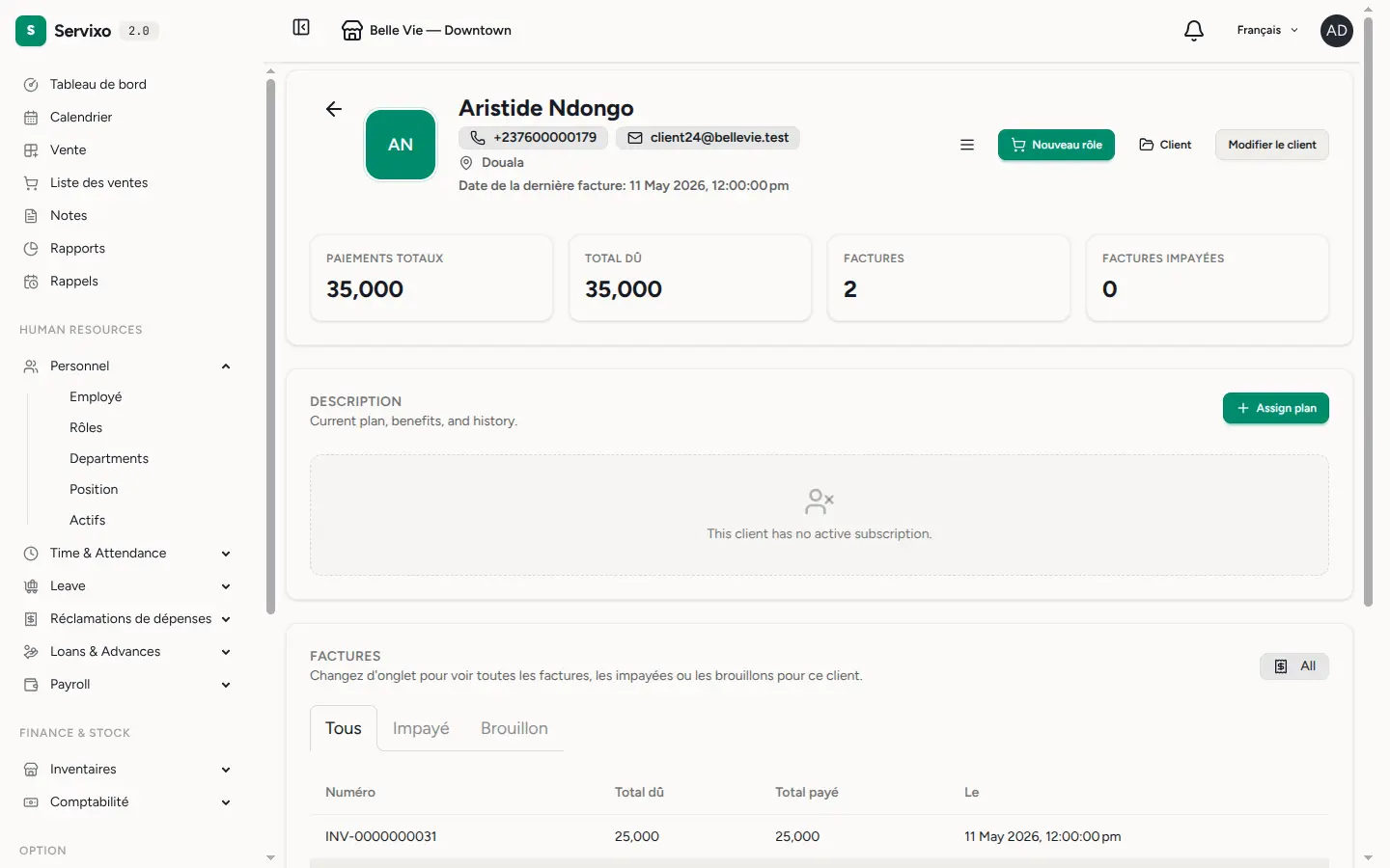 Une fiche client